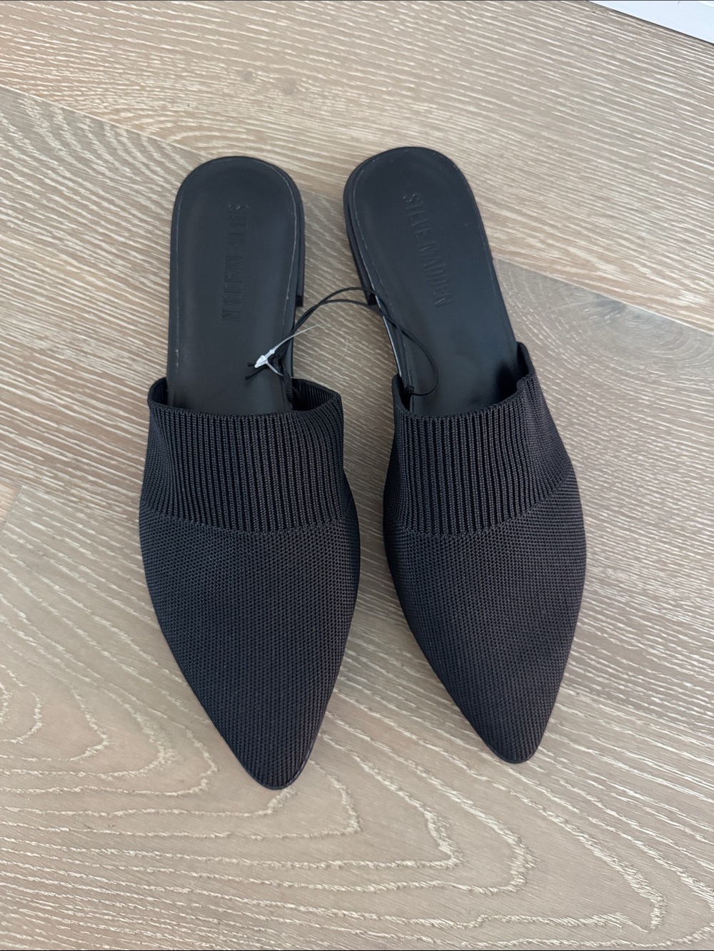 Steve Madden Black Pointed Knit Slip-Ons